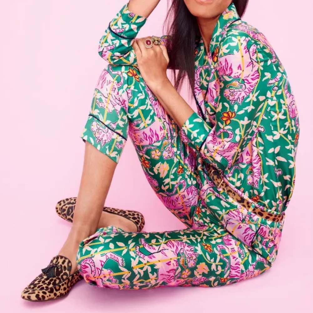 ISO Drakes Collection for J.Crew Pant in Green Bengal Tiger